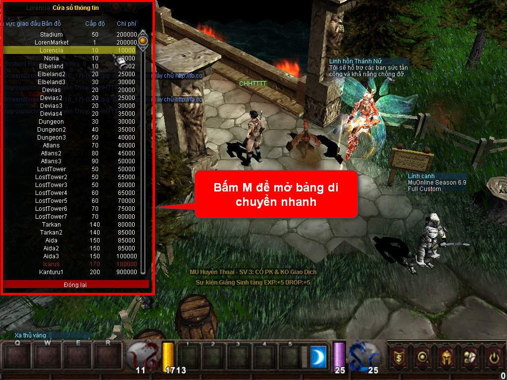 Chức năng chính của Game MU Nam Việt